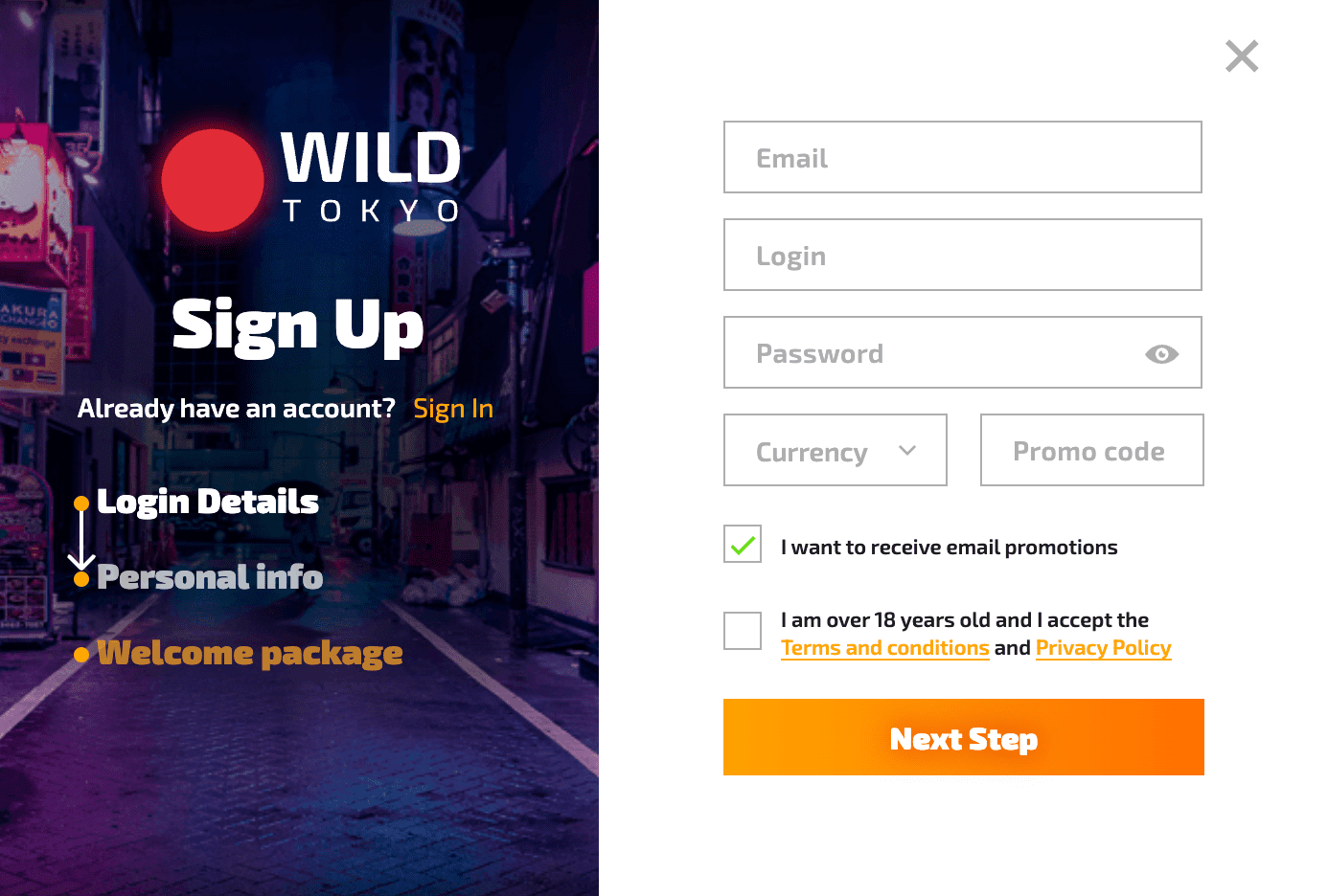 Wild Tokyo Sign Up
