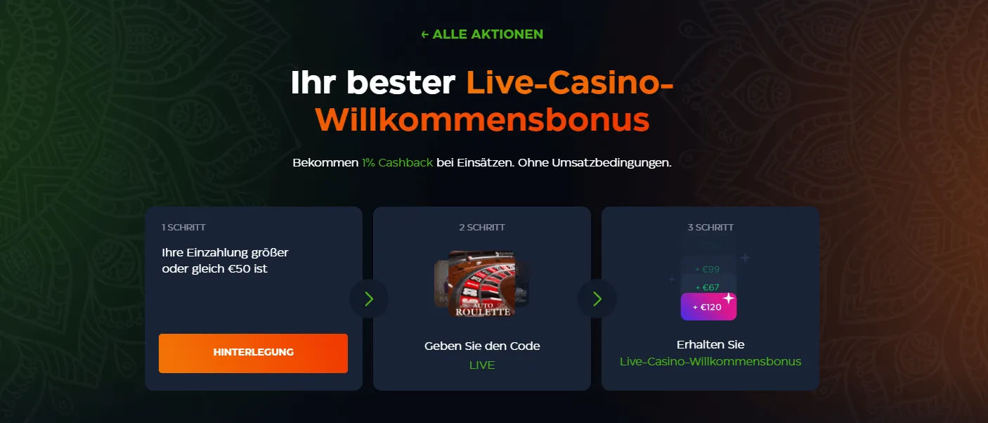Jeetcity Live Casino Willkommensbonus
