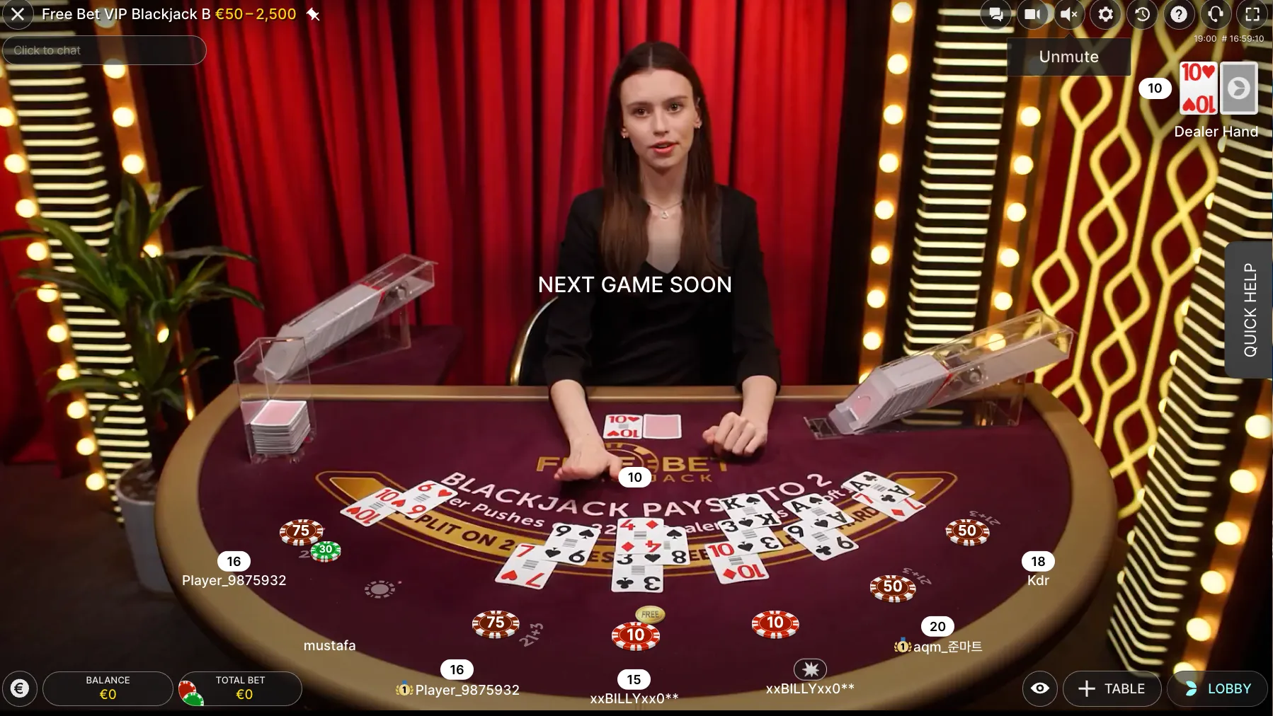 Blackjack und dem Spiel mit einem Live-Dealer