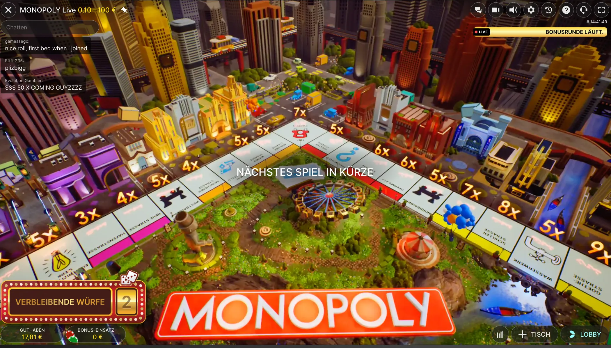 Monopoly Live-Bonus Game