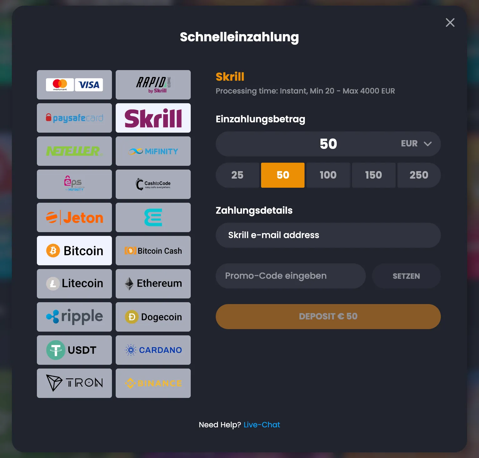 Bitkingz Casino:  Zahlungsmethoden in Test