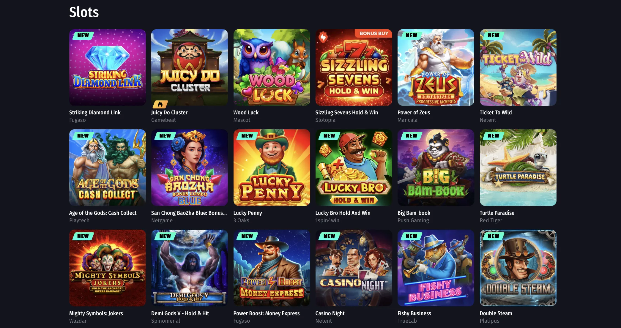 Slots List From Top Providers Winshark Casino