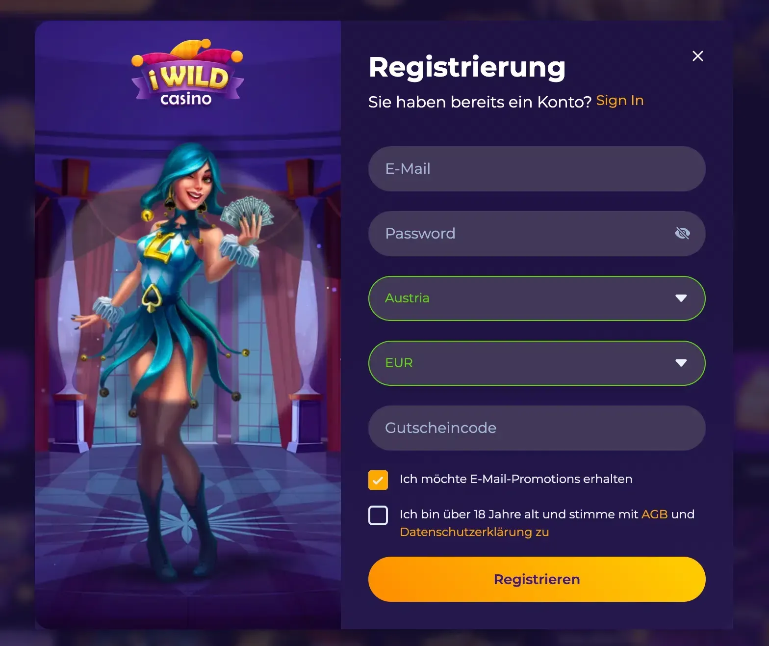 iWild Casino Registrierung