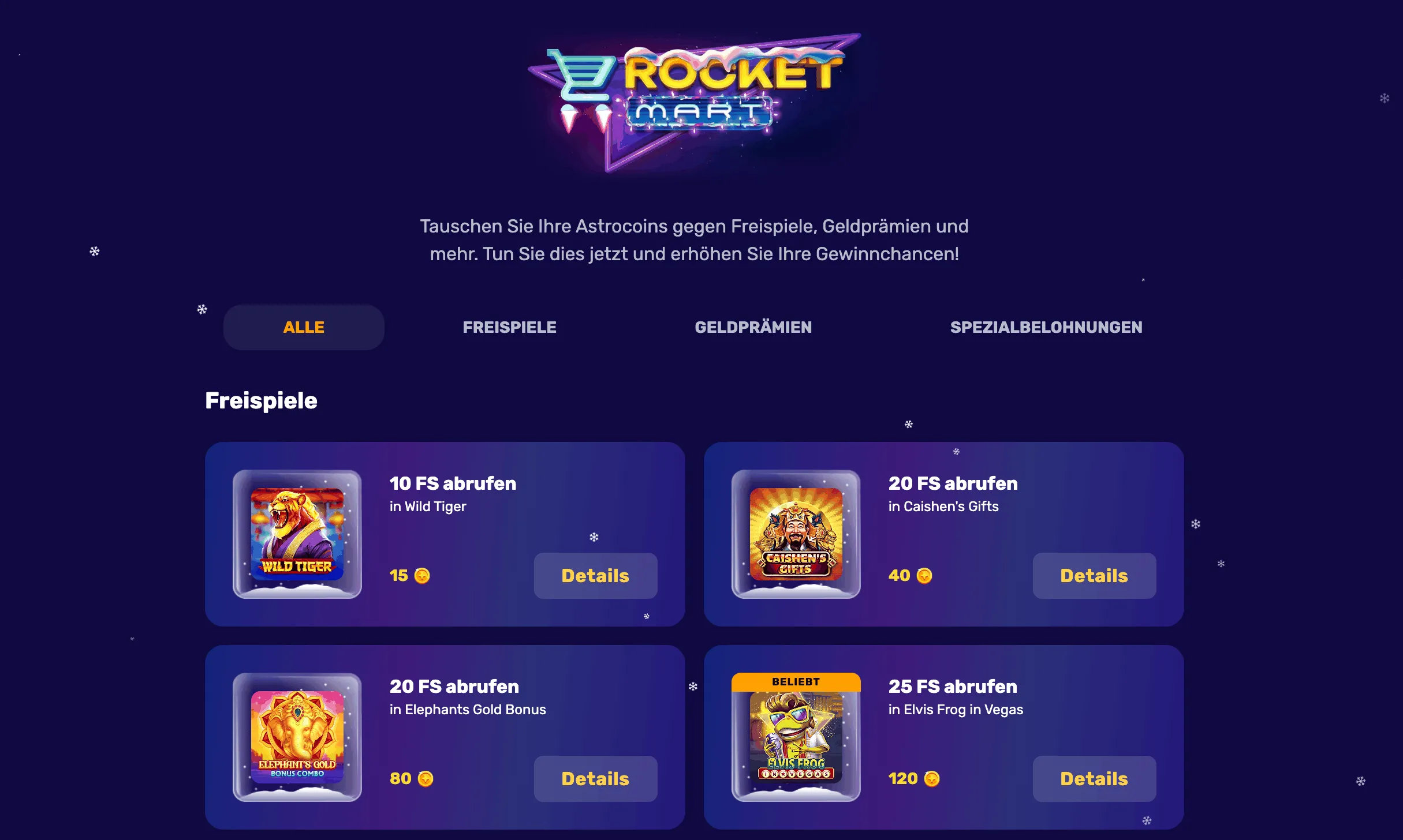 Vorteilsangebot verfügbar im Rocketplay Casino