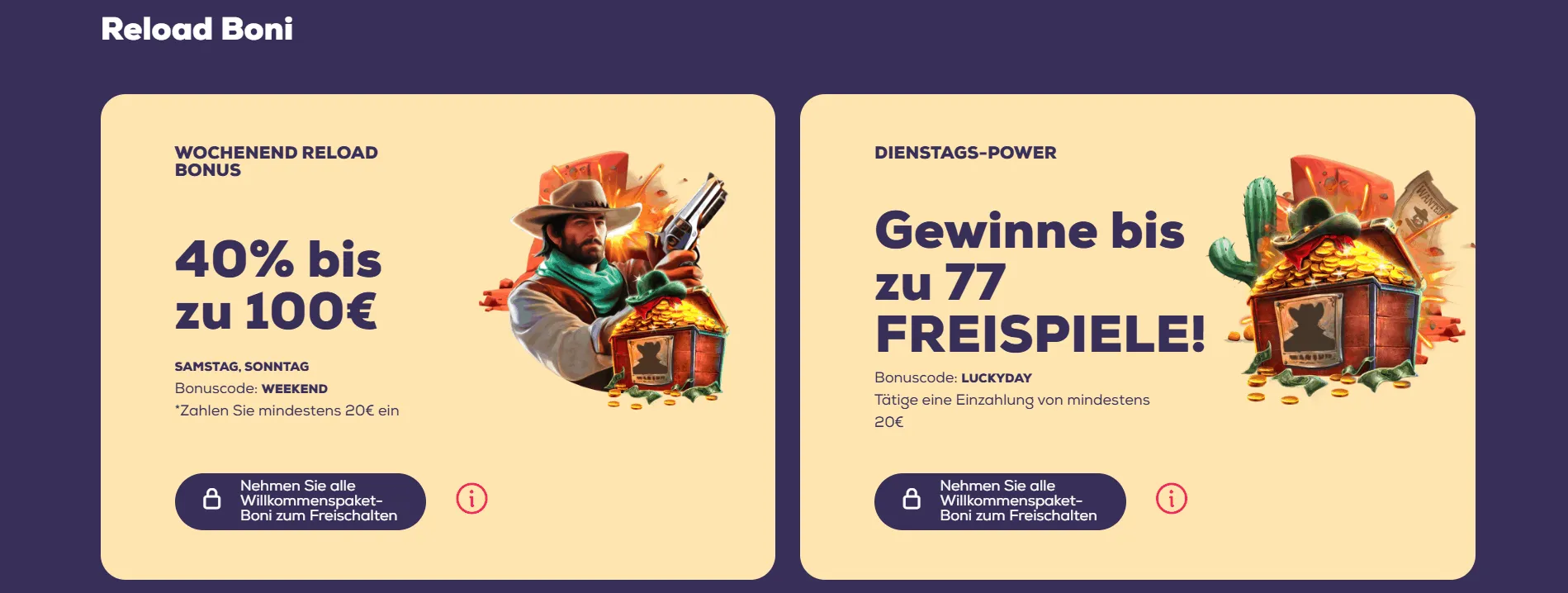 Reload-Bonus-Banner im Wild Fortune Casino Wild Fortune Reload Bonus Banner