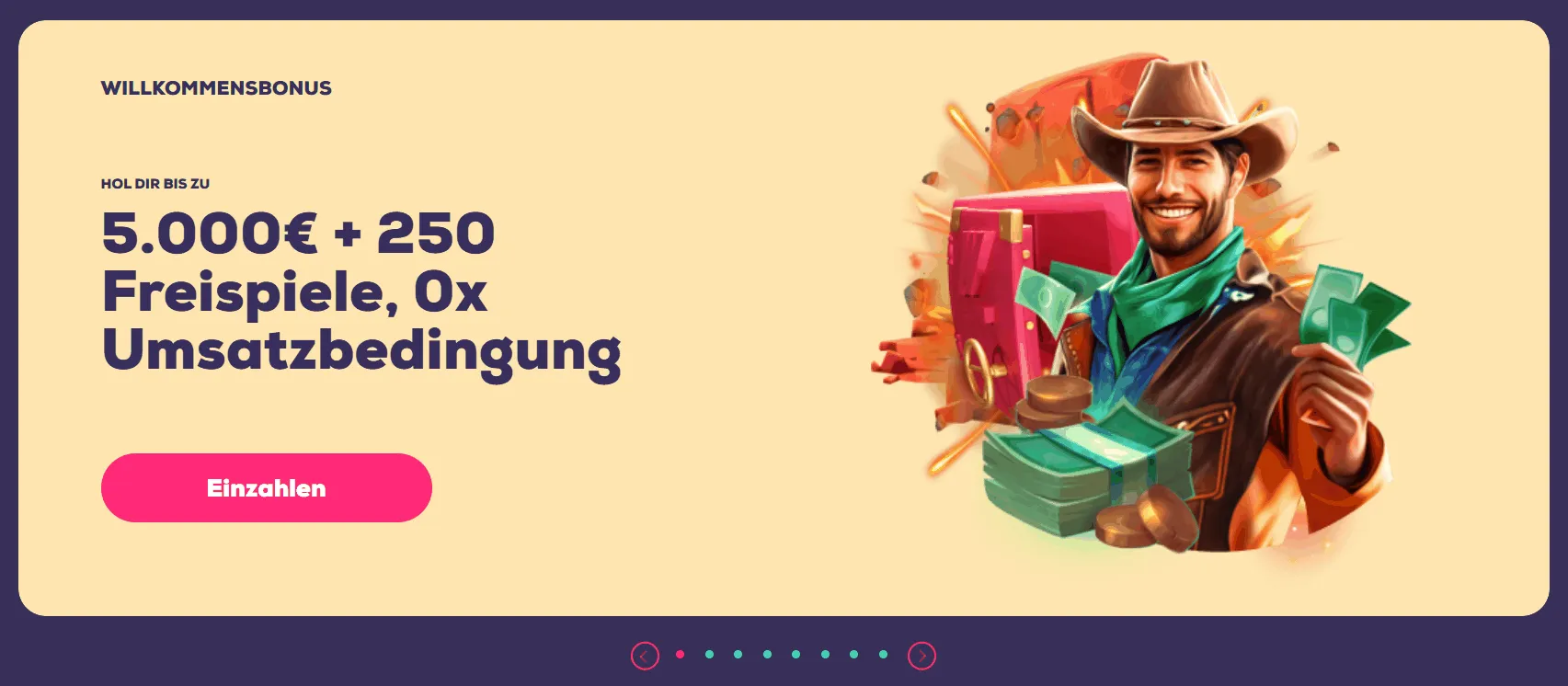 Willkommensbonus Banner im Wild Fortune Casino Wild Fortune Willkommensbonus Banner