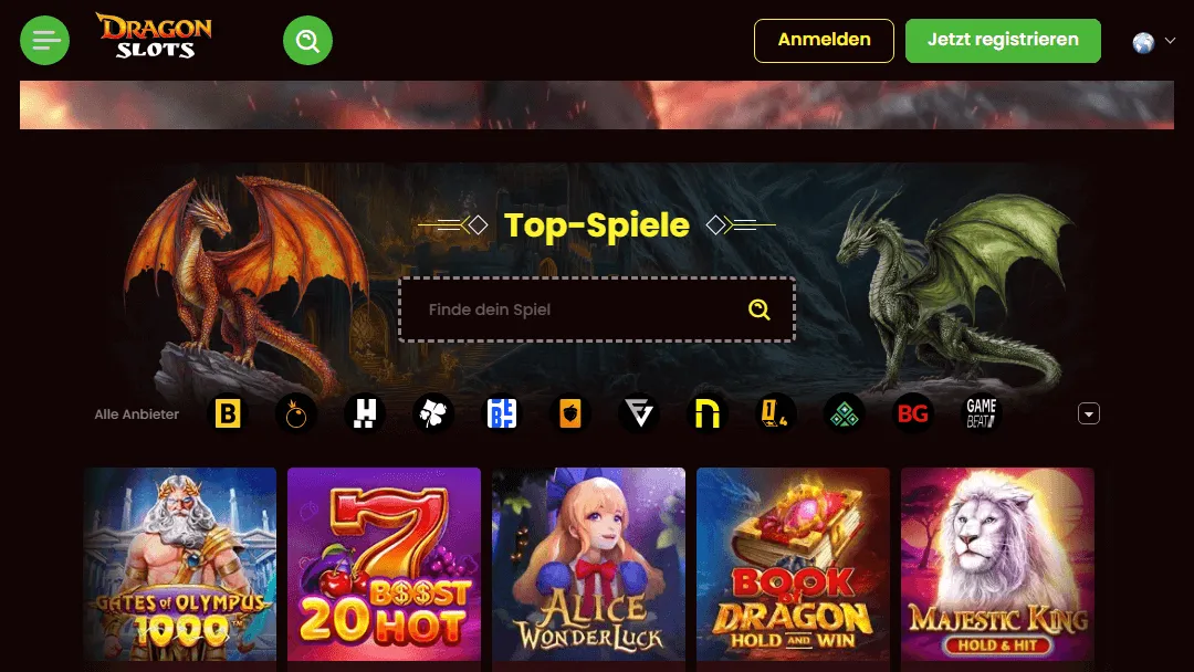 Bonus-Banner auf der Hell Spin Startseite SragonSlots Casino Willkommensbonus-Banner