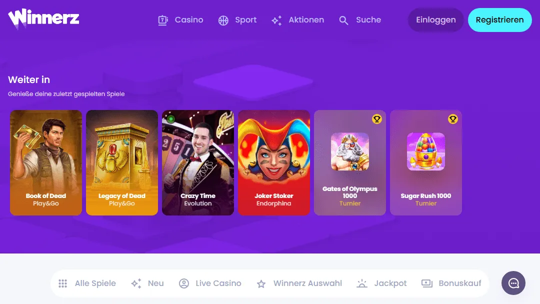Bonus-Banner auf der Hell Spin Startseite Winnerz Casino Willkommensbonus-Banner