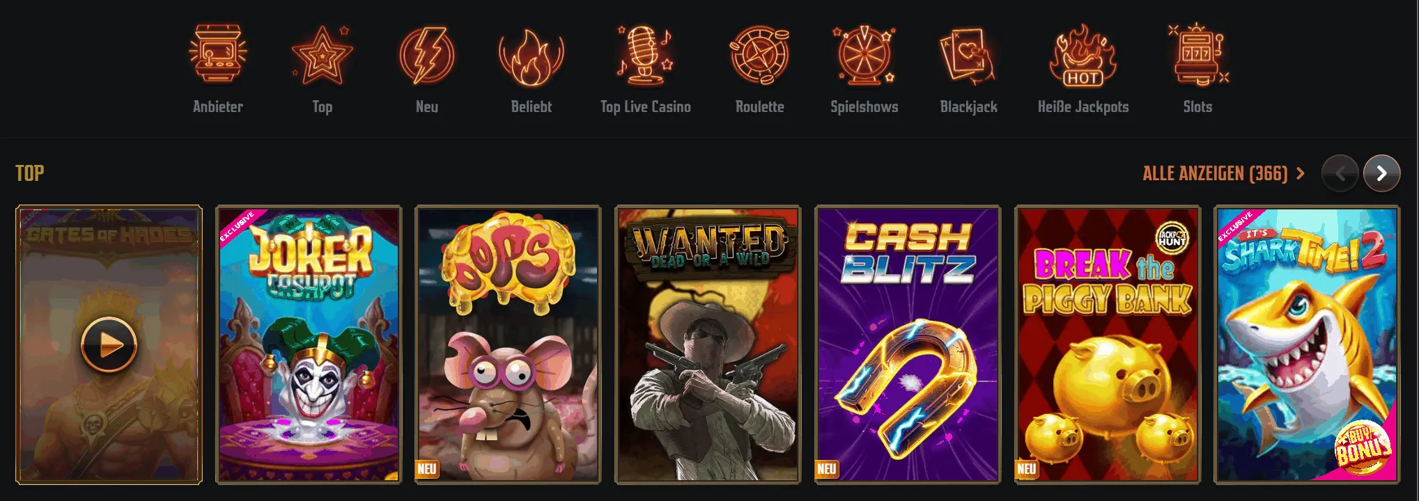 Top Spielautomaten im Gransino Online Casino Auswahl an Top-Slots im Gransino Casino mit Spielen wie Gates of Hades, Joker Cashpot und It's Shark Time! 2